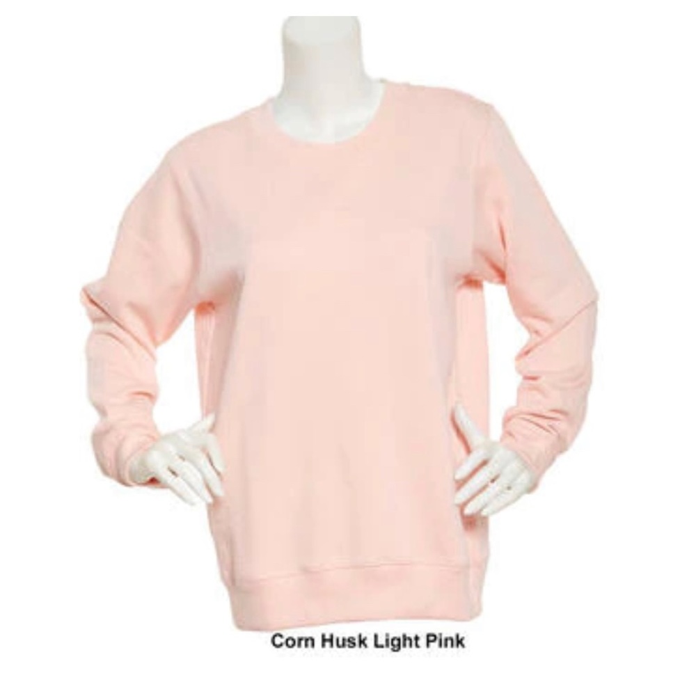 Starting Point Ultrasoft Fleece Crew Neck Sweatshirt Large New NWT Pink